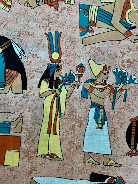 Walk like an Egyptian Novelty Vintage Fabric Yardage Unused NOS 5YDS Avail