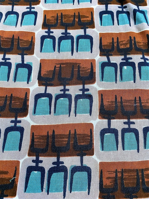 Iconic Mohair Paul Klee Inspired 50's Atomic Abstract Salesman Sample Barkcloth Vintage Fabric 50's Atomic