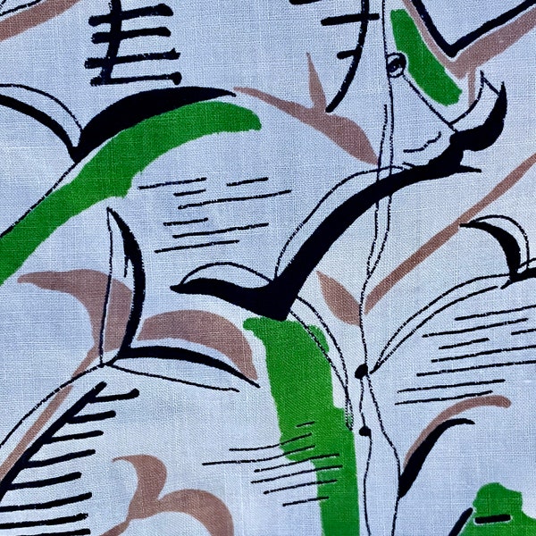 3YDS 50's Abstract Joan Miro -esque Vintage Fabric Novelty Dress Garment Mid Century