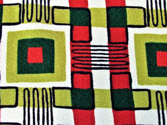 Atomic Kinetic Antenna Plaid Barkcloth Vintage Fabric Yardage Eames 50's Mid Century Home Design 3YDS avail.