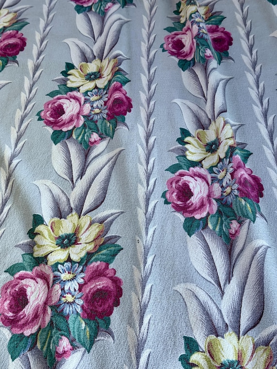 30's Victorian Shabby Chic Glen Court Vintage Barkcloth Fabric Drape Curtains 4 Avail!