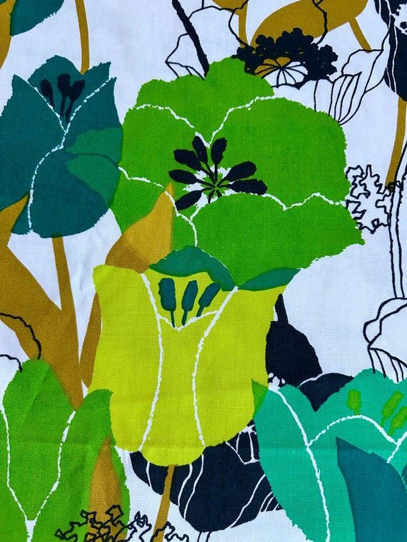 Vera Neumann style Danish Mid Century Mod 1970's TULIP FANTASY Vintage Fabric for Upholstery & Home Decor