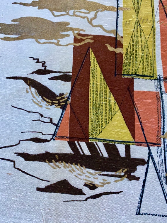 3YDS 60's 70's Acetate Earthtones Vintage Fabric Yardage Unused Old Stock