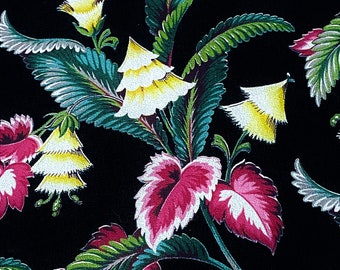 30er Jahre Dekostoff Schwarz BARKTUCH Pride of South Beach Miami Bark Cloth Vintage Stoff Unbenutzt Meterware Verfügbar.