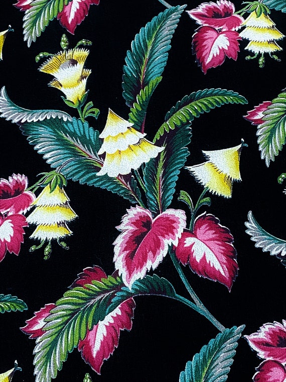 30's Deco Black BARKCLOTH Pride of South Beach Miami Barkcloth Vintage Fabric Unused Yardage 7YDS Avail.