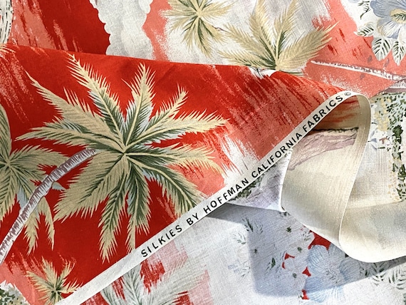 1950's Silkies Hoffman California Hawaiian Barkcloth Era Vintage