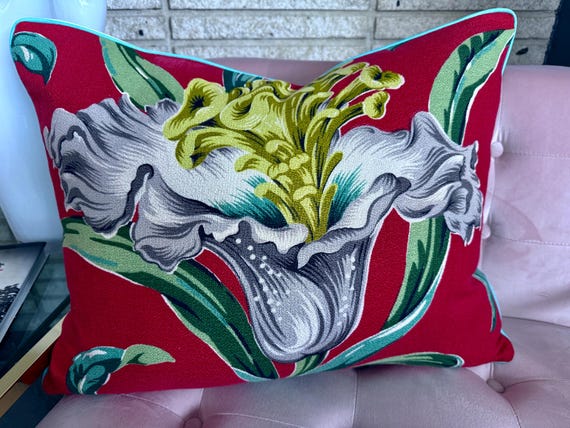 Crazy Tropical Madness 30’s Hollywood Regency Barkcloth Vintage Fabric Mid Century PILLOW