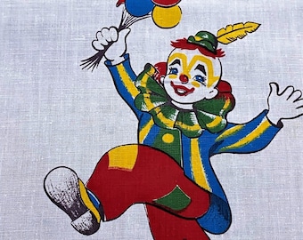 Fiesta de payasos de los años 50 Vida circense Novedad juvenil de los años 50 Tela vintage sin usar Yardas
