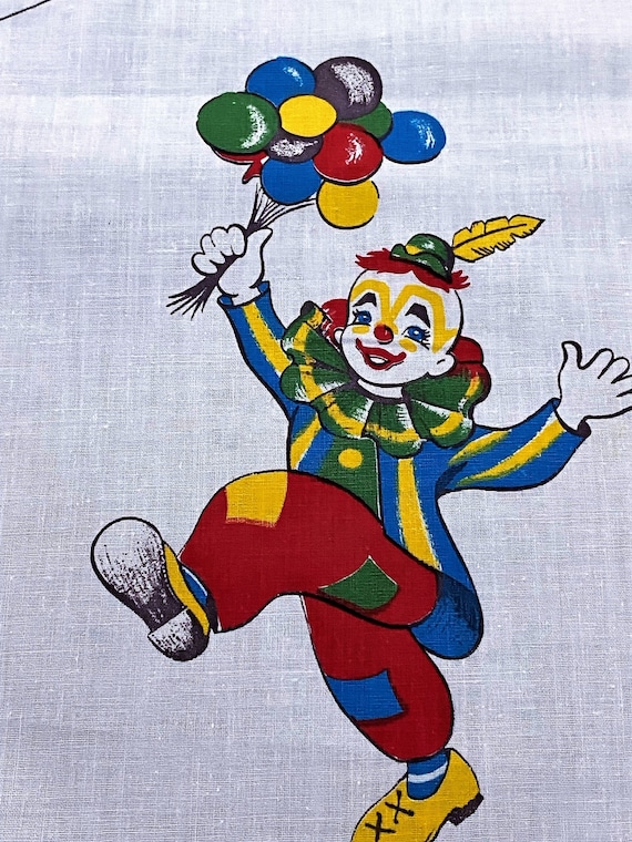 50's Clown Fest Circus Life 50's Juvenile Novelty Vintage Fabric Unused Yardage