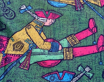 Französische Revolutionäre, die auf Kanonenkugeln in der SKY Bark Cloth-Ära fliegen, Vintage-Stoff