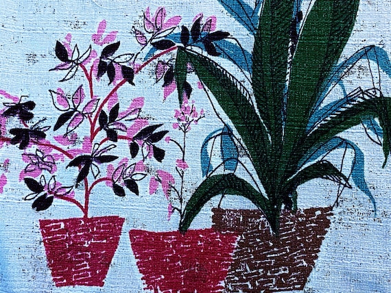 Ray Eames View of her Kinetic Living Room Barkcloth Vintage Fabric Abstract Yardage 2 Avail.