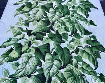 Hollywood Regency Spilling Grassy LIME Caladiums 1940’s Barktuch Vintage Stoff 11YDS Avail.