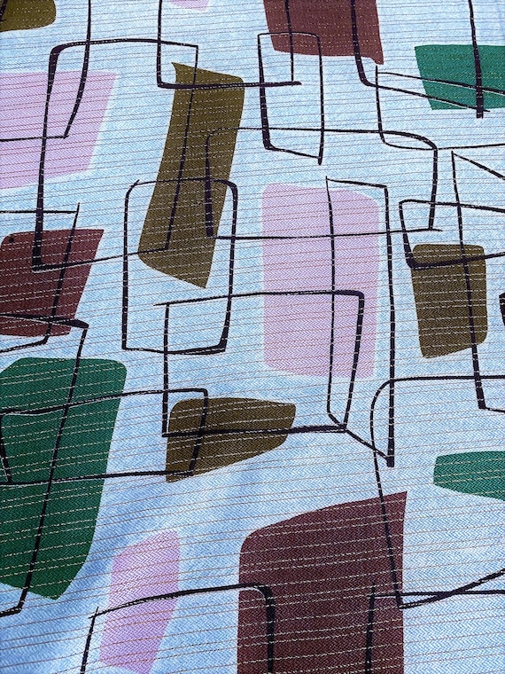 Broken Blocks Kinetic Conceptualism Barkcloth Vintage Fabric Unused Yardage 8YDS Avail.