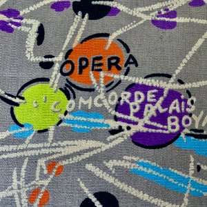 2,5YDS Lawendowa mapa dzielnicy Paryża OPERA House, materiał vintage, metraż, nieużywany, NOS