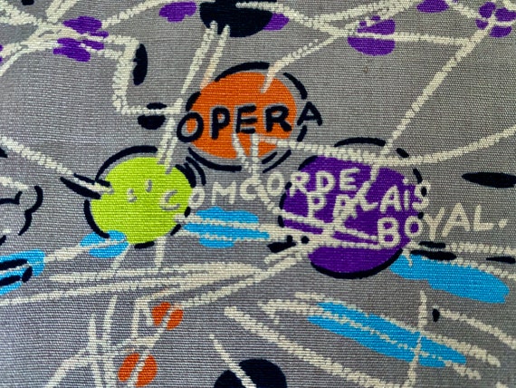 2,5YDS Lavender Map of Paris OPERA House District Vintage Fabric Yardage Unused NOS