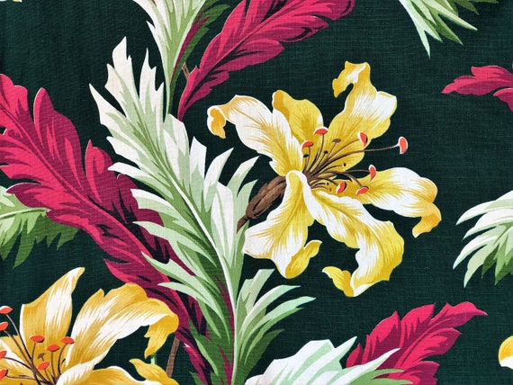 Miami Deco Jungle Style Barkcloth Era Vintage Fabric Drape Curtain Tropical Baroque 3 Avail.