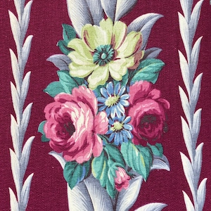 Raspberry Glen Court Barkcloth Vintage Fabric Drape Curtain Victorian Cottage Home Romance! 2 Aval.