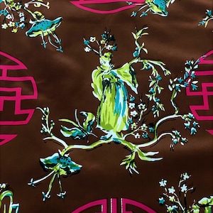 50&#39;s Fantasy Chinois from Grossingers Vintage Fabric Yardage Commercial Grade 16YDS Avail