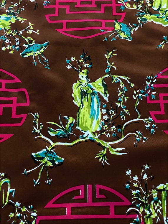 50's Fantasy Chinois from Grossingers Vintage Fabric Yardage Commercial Grade 16YDS Avail