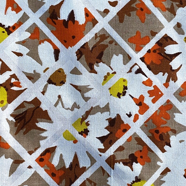 70's Trellis of Daisies Vintage Fabric ORANGE CRUSH Danish Scandinavian Yardage 6YDS Avail.