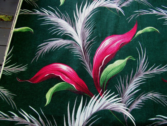 Miami Beach Tropical Barkcloth Vintage Fabric Unused 1930's Old Stock Cotton Yardage 10YDS Avail