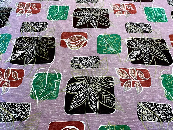 2.3YDS Mid Century ATOMIC FUNK Barkcloth Era Vintage Fabric Unused Old Stock 1950's Mid Century