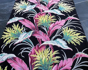 Miami Vice 1980's Barkcloth Era Vintage Fabric Decorator Flamingo Fabric Sale 