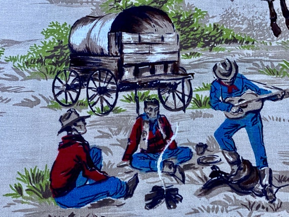 Yeeeee...Hawwwww! Cowboy Western Overload Vintage Fabric RODEO Yardage for Upholstery Home Decor 5YDS Avail.