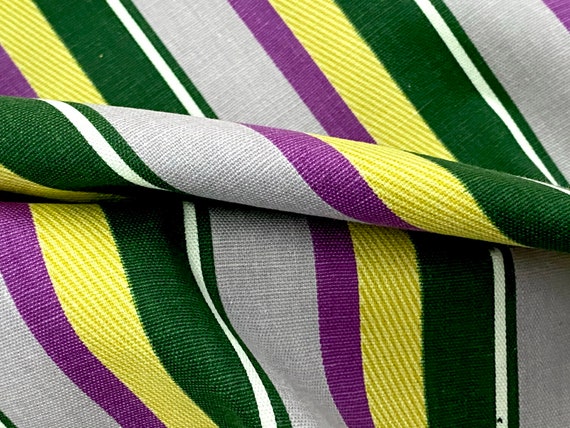 Mardi Gras 40's Cavalier Stripe Barkcloth Era Vintage Fabric Old Stock Yardage 4YDS Avail.