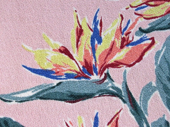 Birds Of Paradise Barkcloth Vintage Fabric For Drape Curtain Etsy