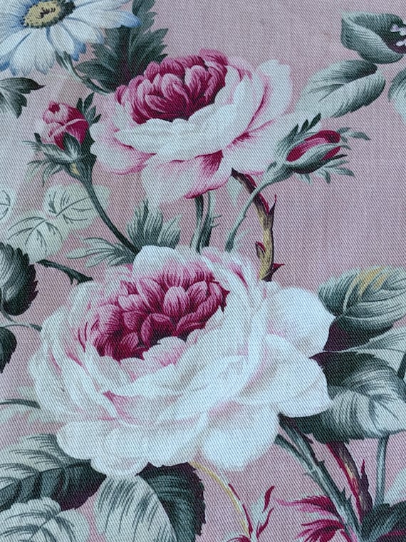 Iconic BLUSH Purest form of Shabby Chic Hollywood Glam PINK ROSES backcloth Vintage Fabric