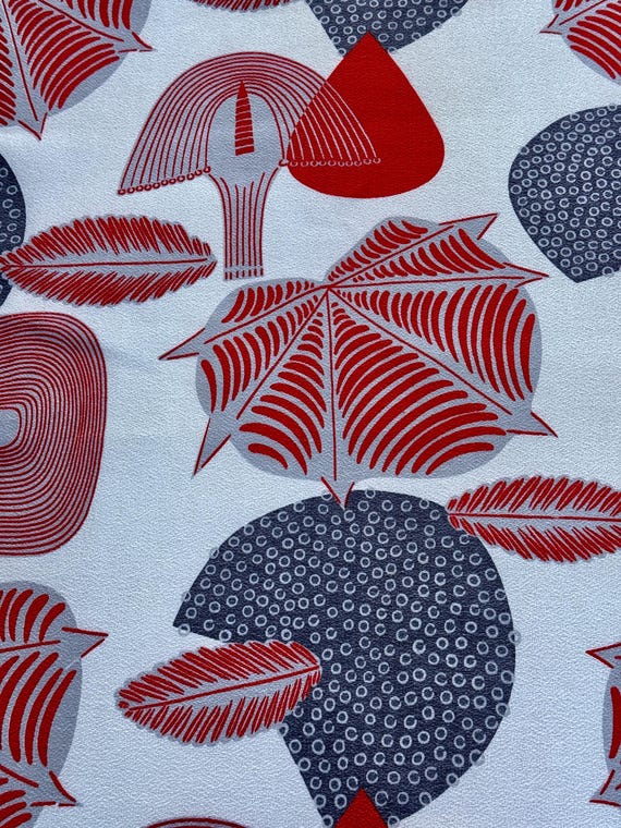 2.2YDS Tropic Forms by John Little Abstract Biomorphic Barkcloth Vintage Fabric
