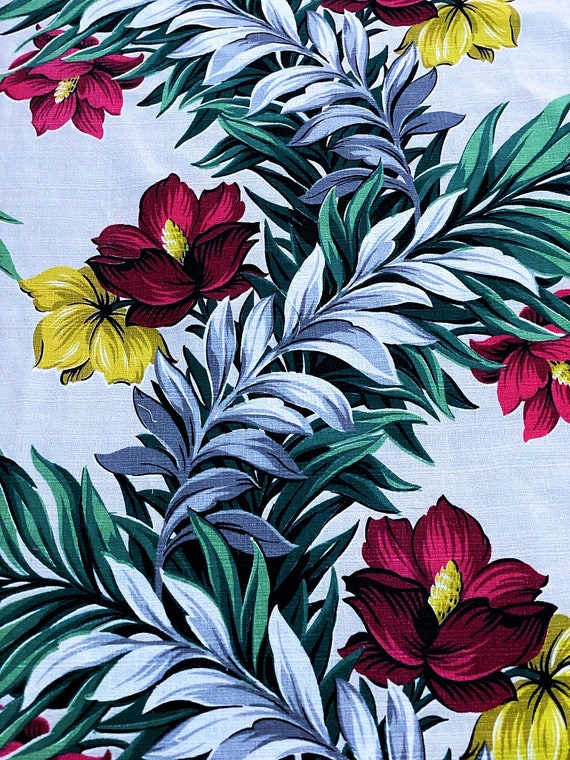 2YDS Art Deco 30's Miami Beach Barkcloth Vintage Fabric Yardage