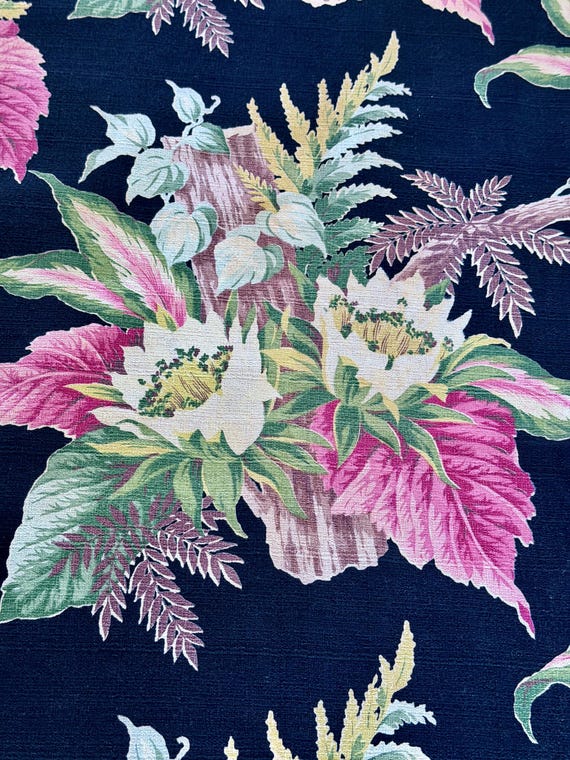 Wild & Crazy Deco Drive South Beach Miami Barkcloth Vintage Fabric Drape Curtain 2 Avail.