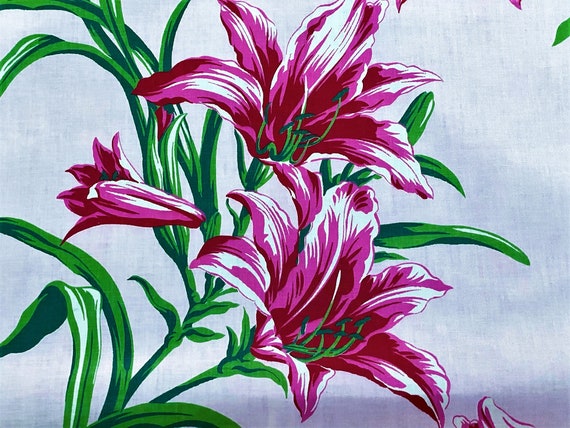 Stargazer Lilies on Blush Pink 30's Everglaze Chintz Vintage Fabric Unused Yardage 18YDS Avail.
