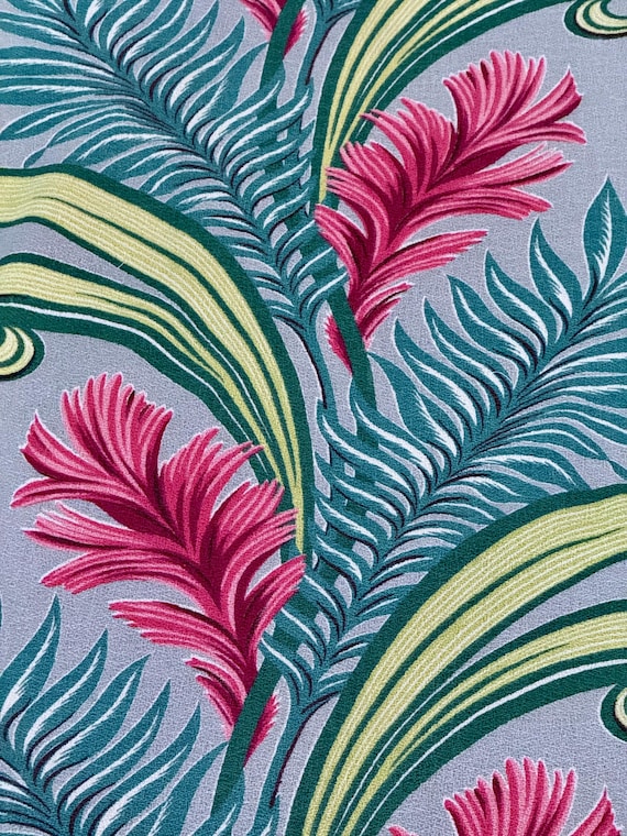 1939 World’s Fair South Beach Miami Art Deco Hollywood Regency Barkcloth Vintage Fabric Drape Curtain 2 Avail.