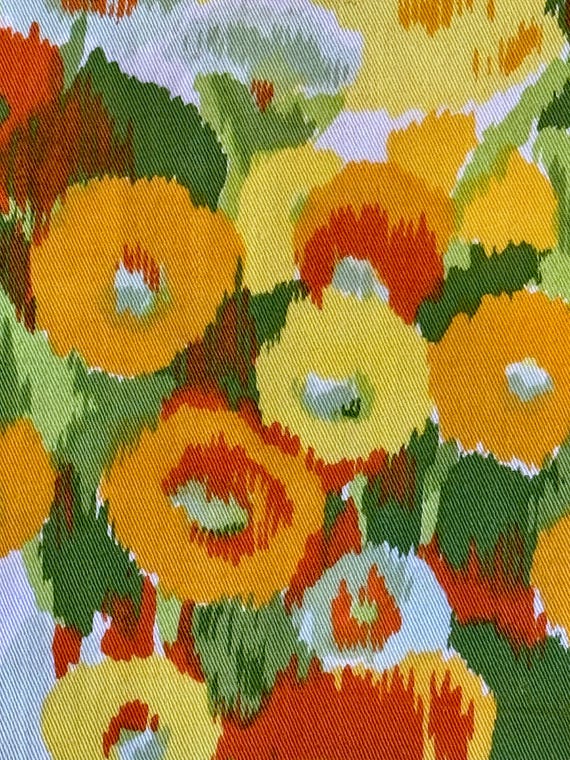 Monet Style Citrus Colors 1970's POPPIES Upholstery Cotton Canvas Vintage Fabric 5YDS Avail.