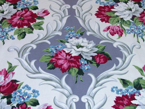 Cottage Victorian Cape Cod Cottage Barkcloth Era Vintage Fabric Drape Curtain Romantic Style 4 Avail