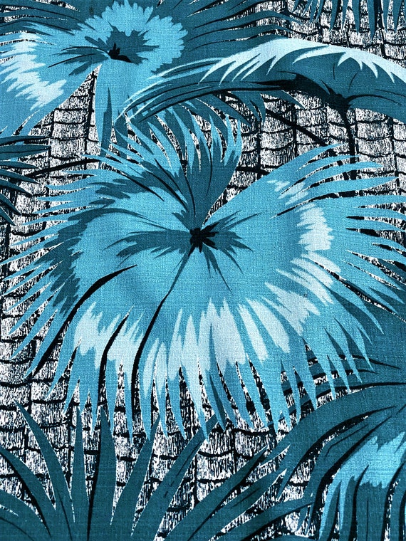 FOUNTAINBLEAU 50's JUNGLE TIME Miami Beach Barkcloth Vintage Fabric Drape Curtain 2 Avail.