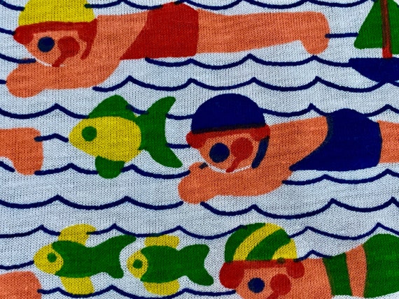 50's Children's Novelty Fish Swimming Bathing Suit Vintage Fabric Unused Yardage