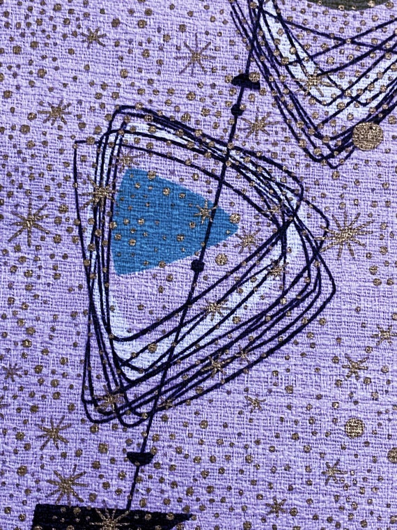 Calypso PINK & Turquoise Atomic GALAXY Barkcloth Vintage Fabric Yardage 10YDS Avail