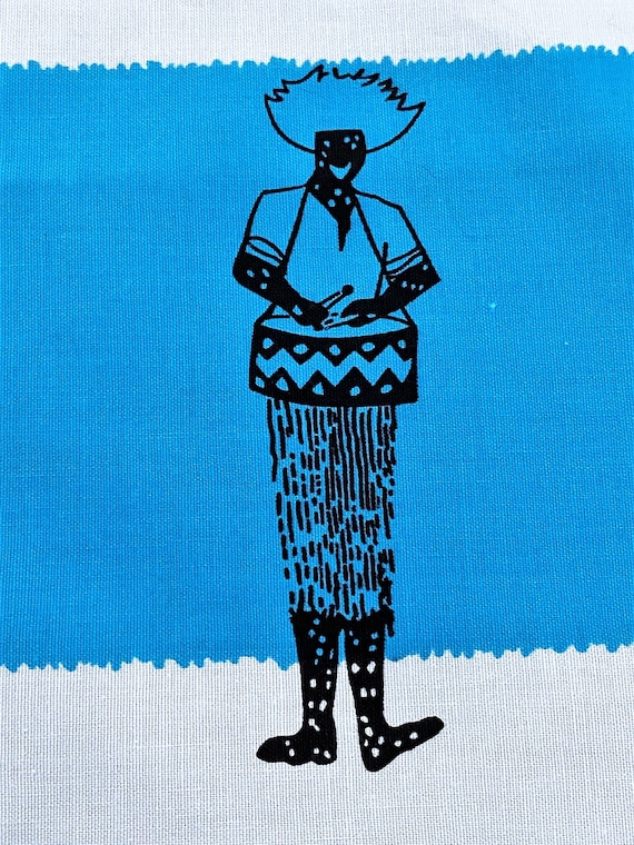 CALYPSO Atomic Island Tribal Fuller Fabrics Skirt Dress Vintage Fabric Yardage Unused Mid Century Picasso
