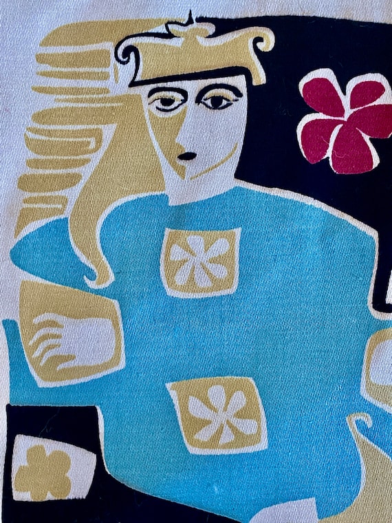 Iconic 50's Abstract Kings & Queen Vintage Fabric Pablo Picasso Theme 3 Avail.