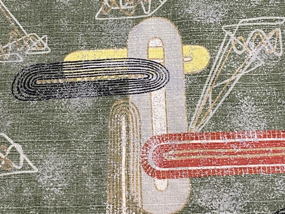 Fantastic Pattern Silgold Lyrics Fiberglass Salesman Samples Barkcloth Vintage Fabric Joan Miro Inspired 50's Atomic