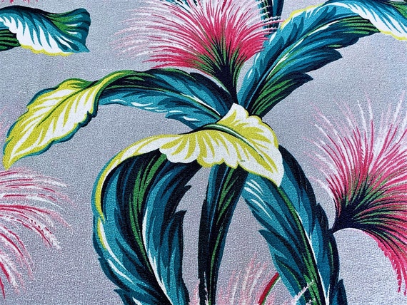 2.5YDS Design ZOMBA Heart of South Beach Barkcloth Vintage Fabric Yardage 1930's Art Deco Tropics