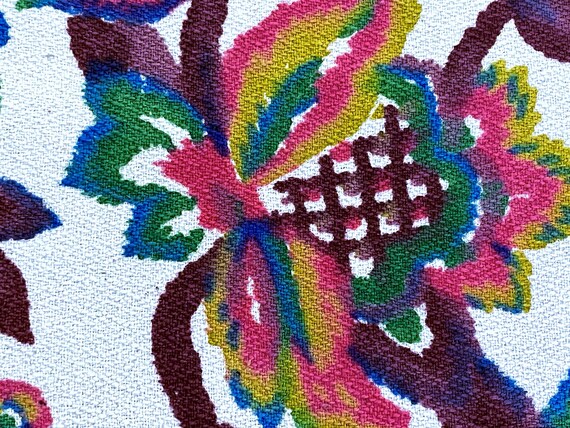 1920's Mexicana Adobe Art Deco Barkcloth Vintage Fabric Yardage Neon Fancifulness 5YDS Avail.