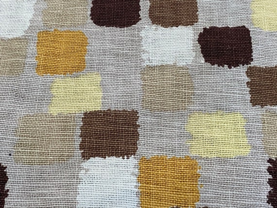 2.5YDS "Domino" Decorama Atomic Squares Barkcloth Vintage Fabric Yardage for Mid Century Upholstery Home Decor