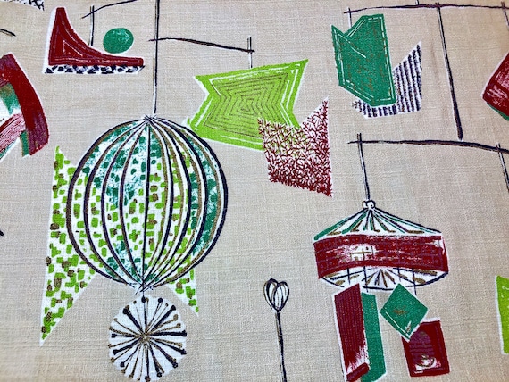 Kinetic Chandeliers Barkcloth Vintage Fabric Mobiles Mid Century Space Age Home 16YDS Avail.