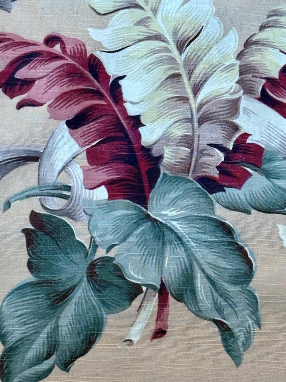 Tropachic Palms Barkcloth Era Vintage Fabric Caladium Yardage 1930's Home 8YDS Avail.