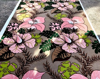 3YDS- Hand Print Bali Barkcloth Era Vintage Fabric Unused
